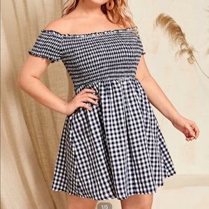 Gingham Bardot dress
